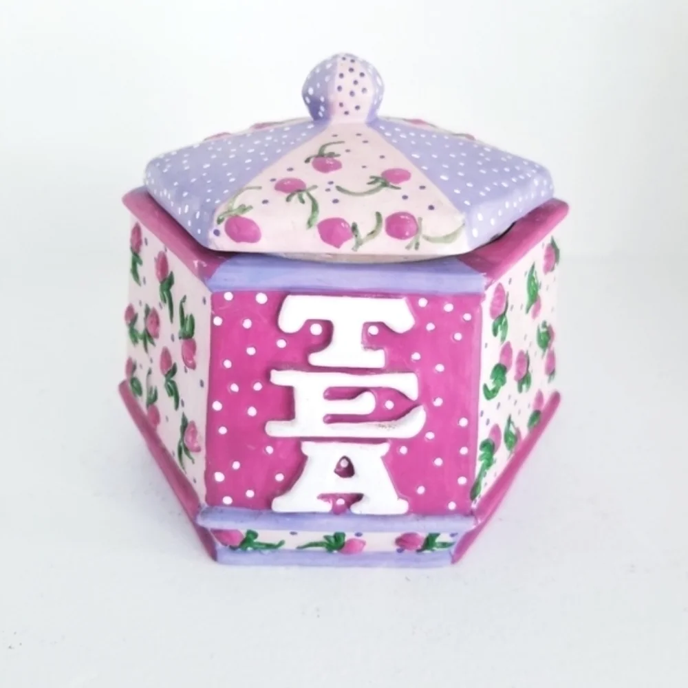 Ceramic Tea Canister Vintage Sweet Shabby Chic LoveShack Fancy Floral Coquette